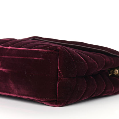 Saint Laurent Velvet Y Quilted Monogram Small Loulou Chain Satchel Burgundy 9 of 15