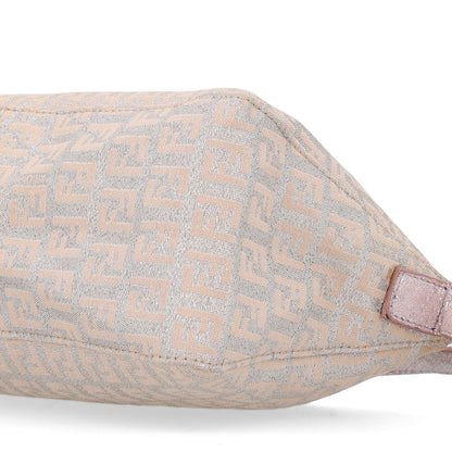 Fendi Metallic Jacquard Zucchino Vitello Pochette Cipria Argento Grigio 10 of 10