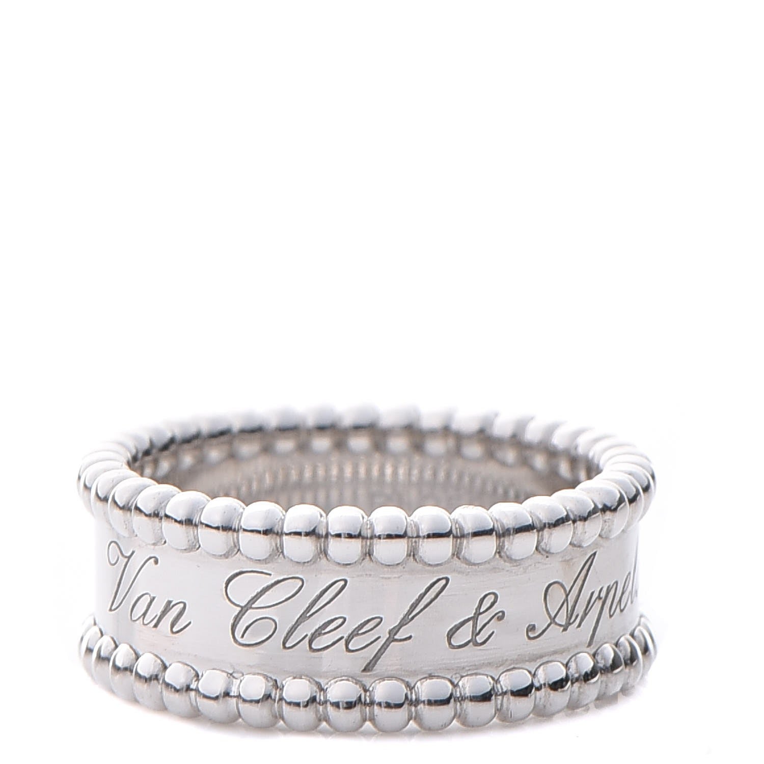 Van Cleef & Arpels 18K White Gold Perlee Signature Ring 51 5.75 1 of 7