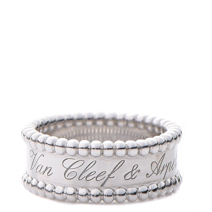Van Cleef & Arpels 18K White Gold Perlee Signature Ring 51 5.75 1 of 7