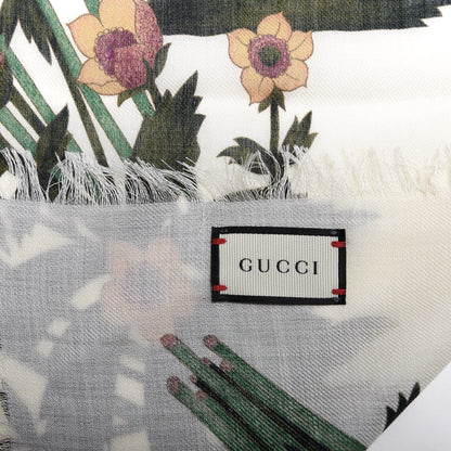 Gucci Silk Twill New Flora Square Scarf Ivory 5 of 5