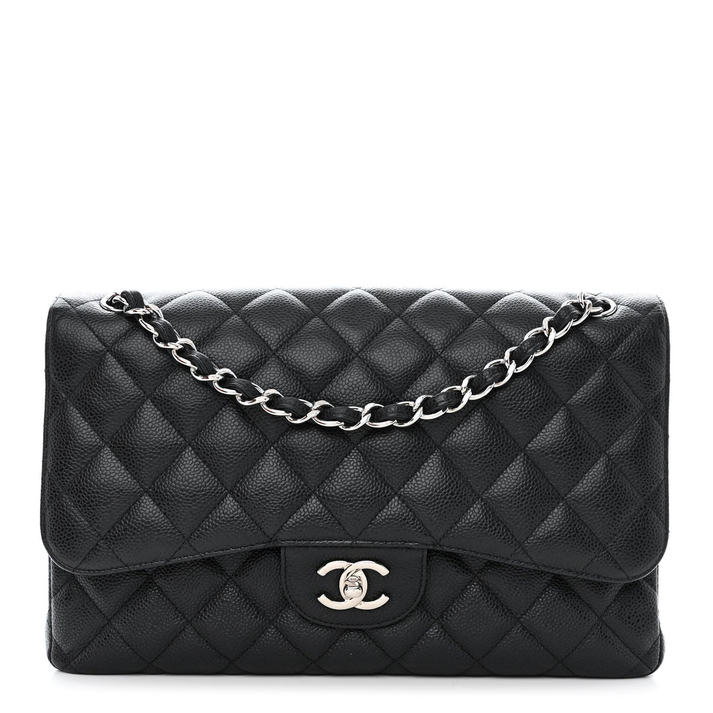 Caviar Quilted Jumbo Double Flap Black
