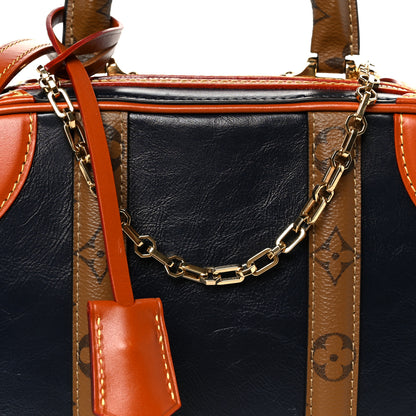 Louis Vuitton Calfskin Reverse Monogram Valisette PM Navy Caramel 8 of 11
