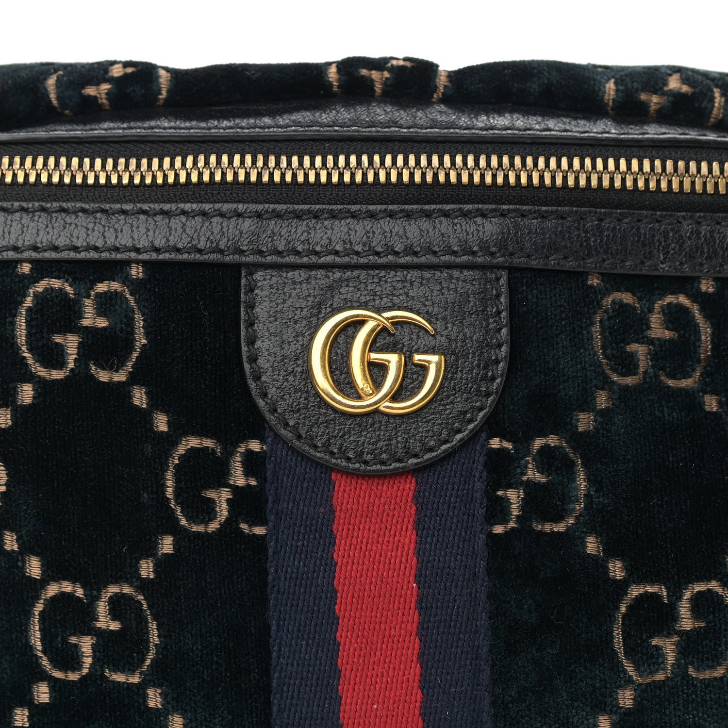 Gucci Velvet GG Monogram Web Belt Bag Blue Beige 8 of 13