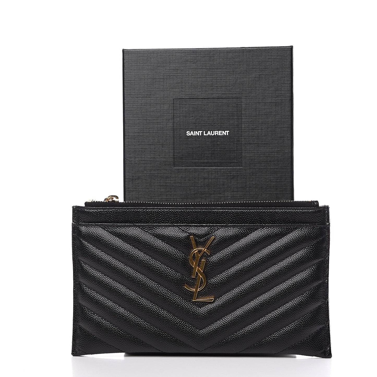 Grain De Poudre Chevron Monogram Bill Pouch Black