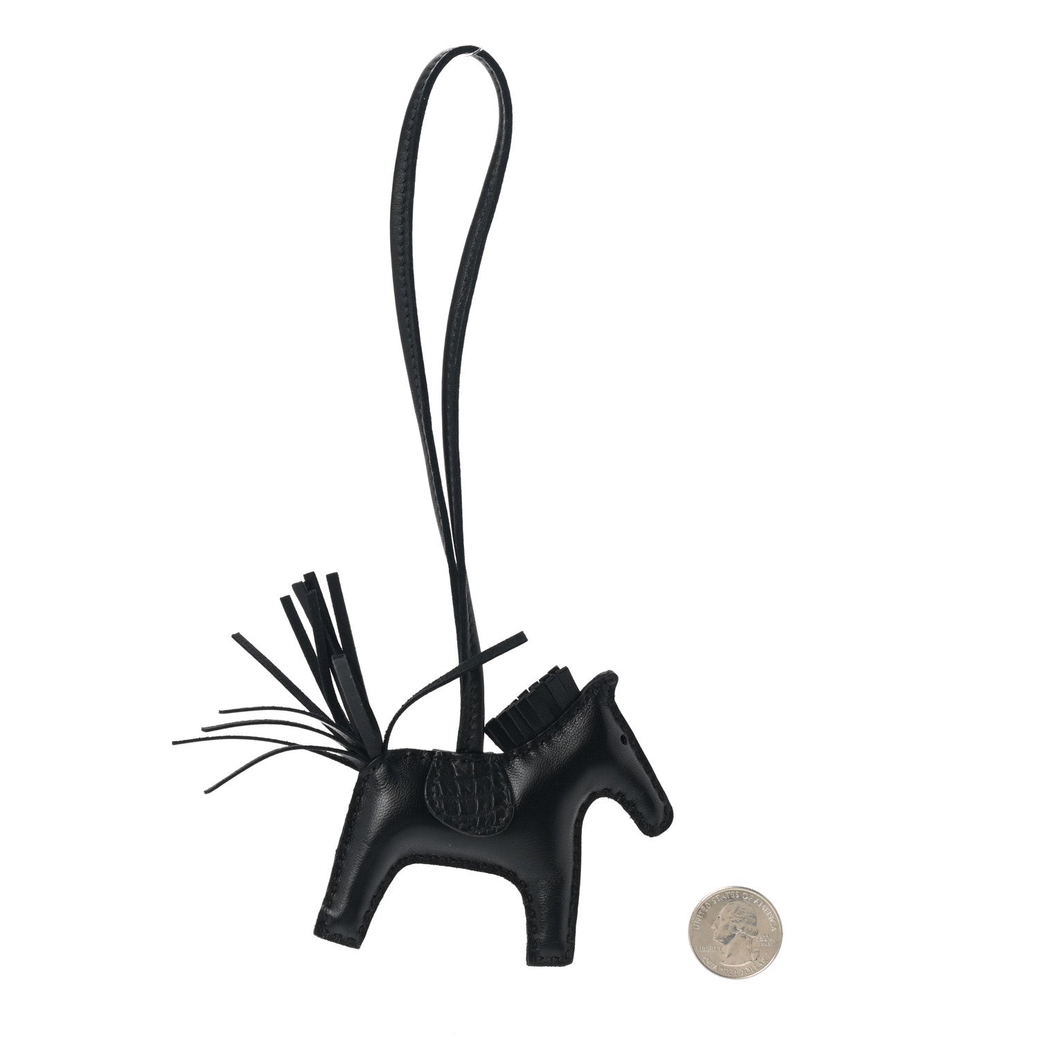 Hermes Milo Lambskin Matte Alligator Touch Grigri Rodeo Horse Bag Charm PM So Black 2 of 4