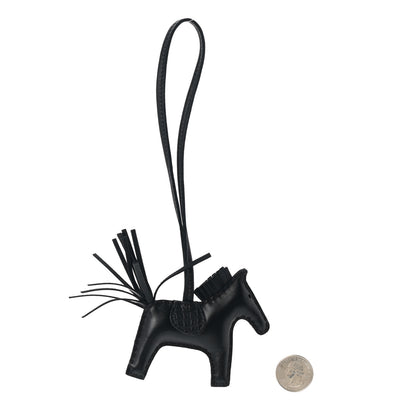 Hermes Milo Lambskin Matte Alligator Touch Grigri Rodeo Horse Bag Charm PM So Black 2 of 4