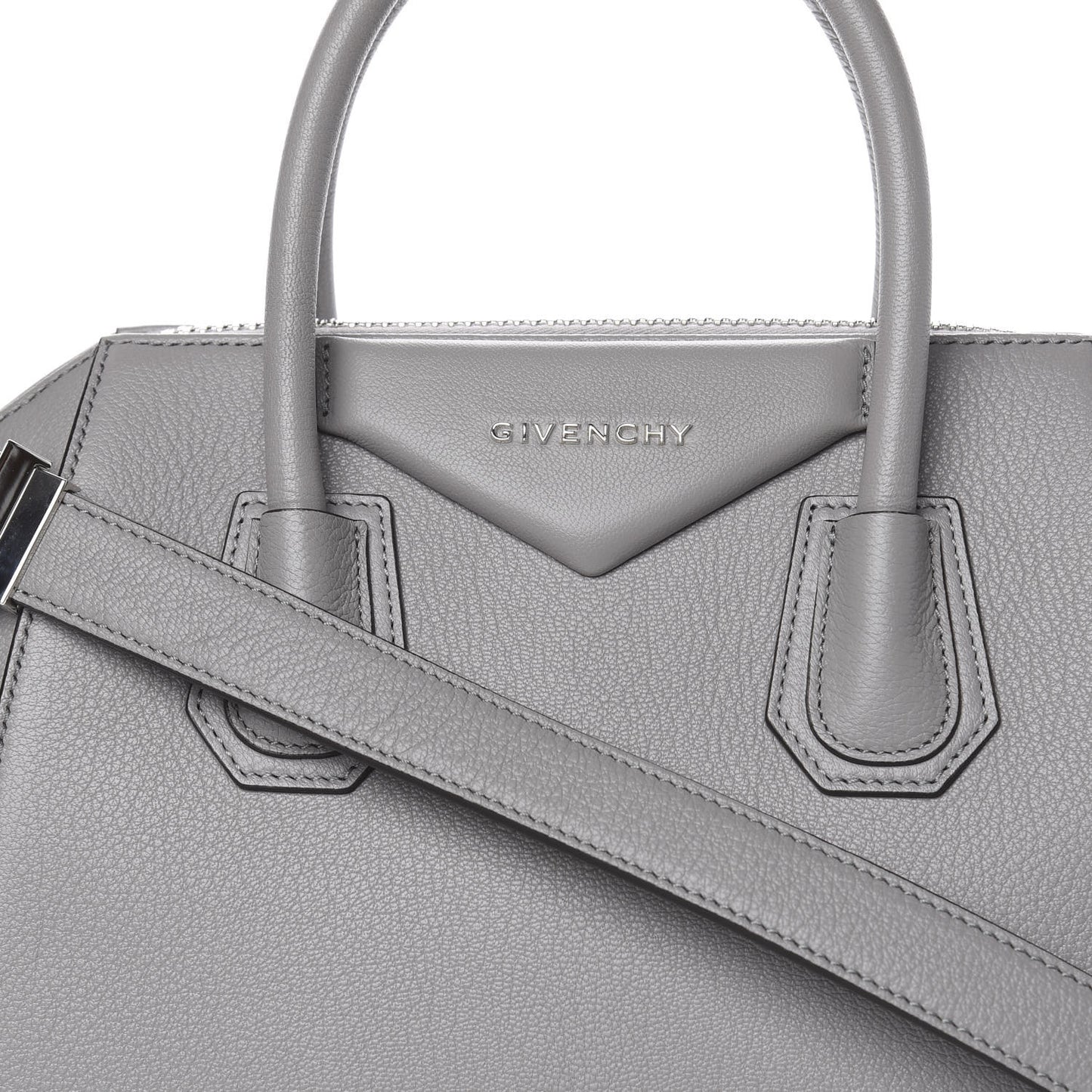 Sugar Goatskin Small Antigona Pearl Grey