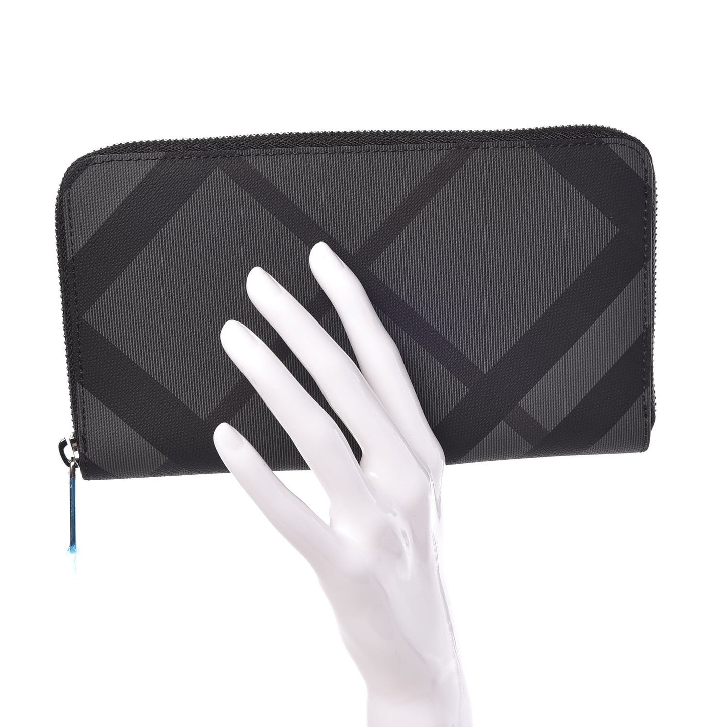 London Check Large Zip Around Wallet Charcoal