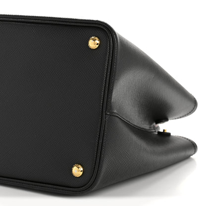 Prada Saffiano Cuir Large Double Bag Black Fuoco 10 of 12