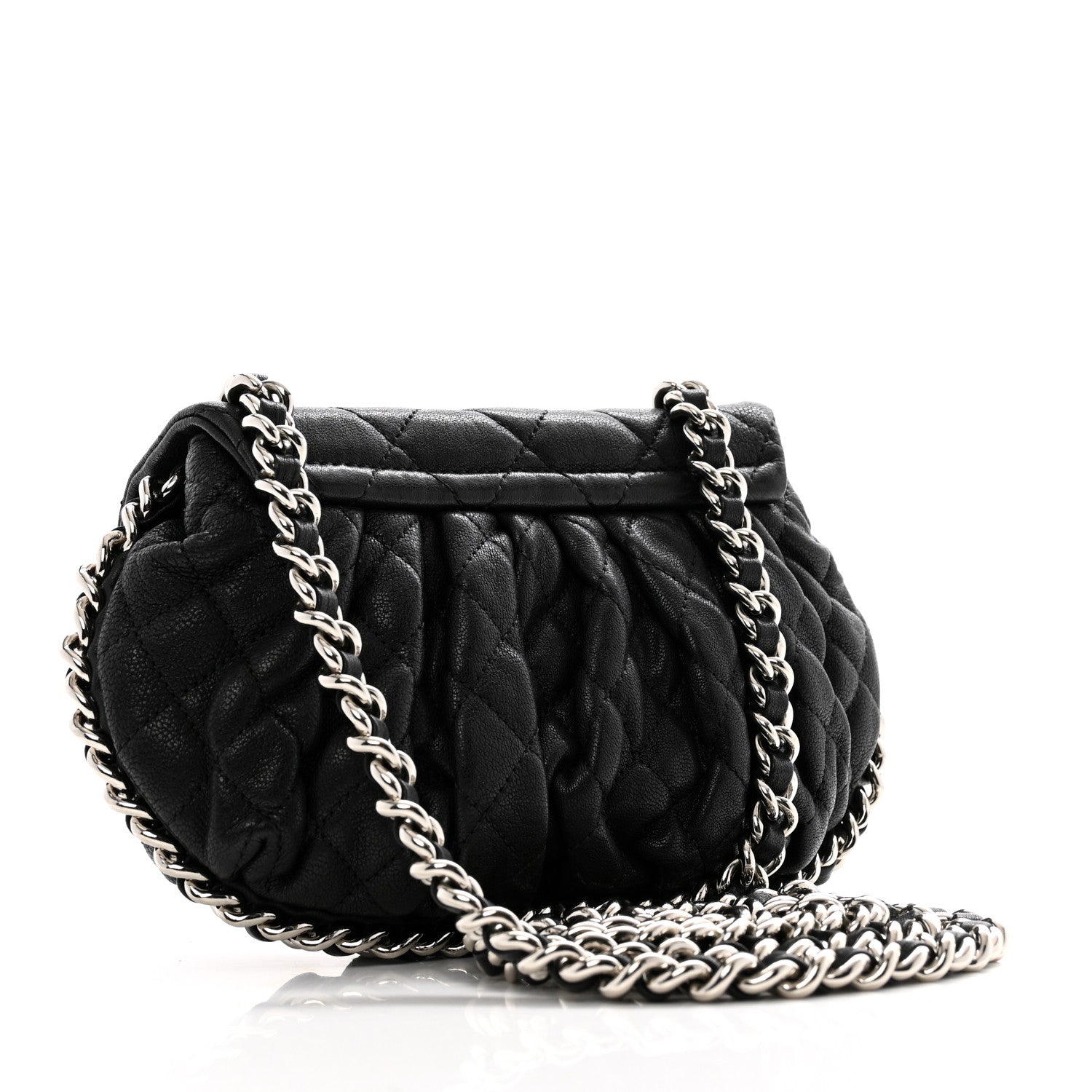 Chanel Washed Lambskin Quilted Mini Chain Around Flap Black 3 of 12