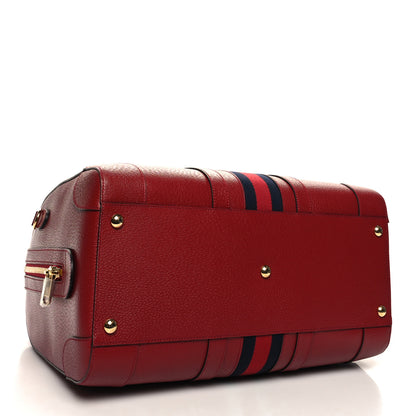 Gucci Textured Dollar Calfskin Web Medium Savoy Duffle Bag Red 3 of 11