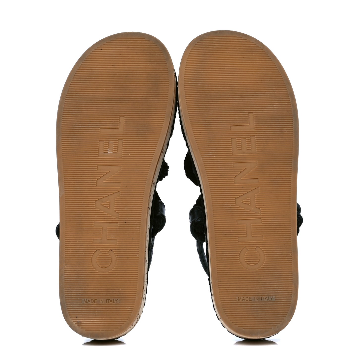 Cord Lambskin Quilted Logo Sandals 39 Black