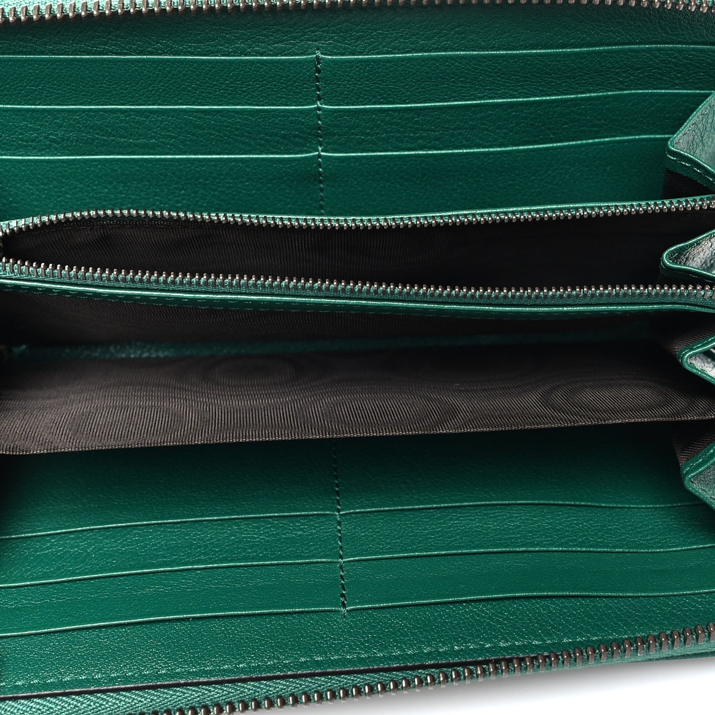 Wonka Grain Calfskin Diana Zip Around Continental Wallet Emerald