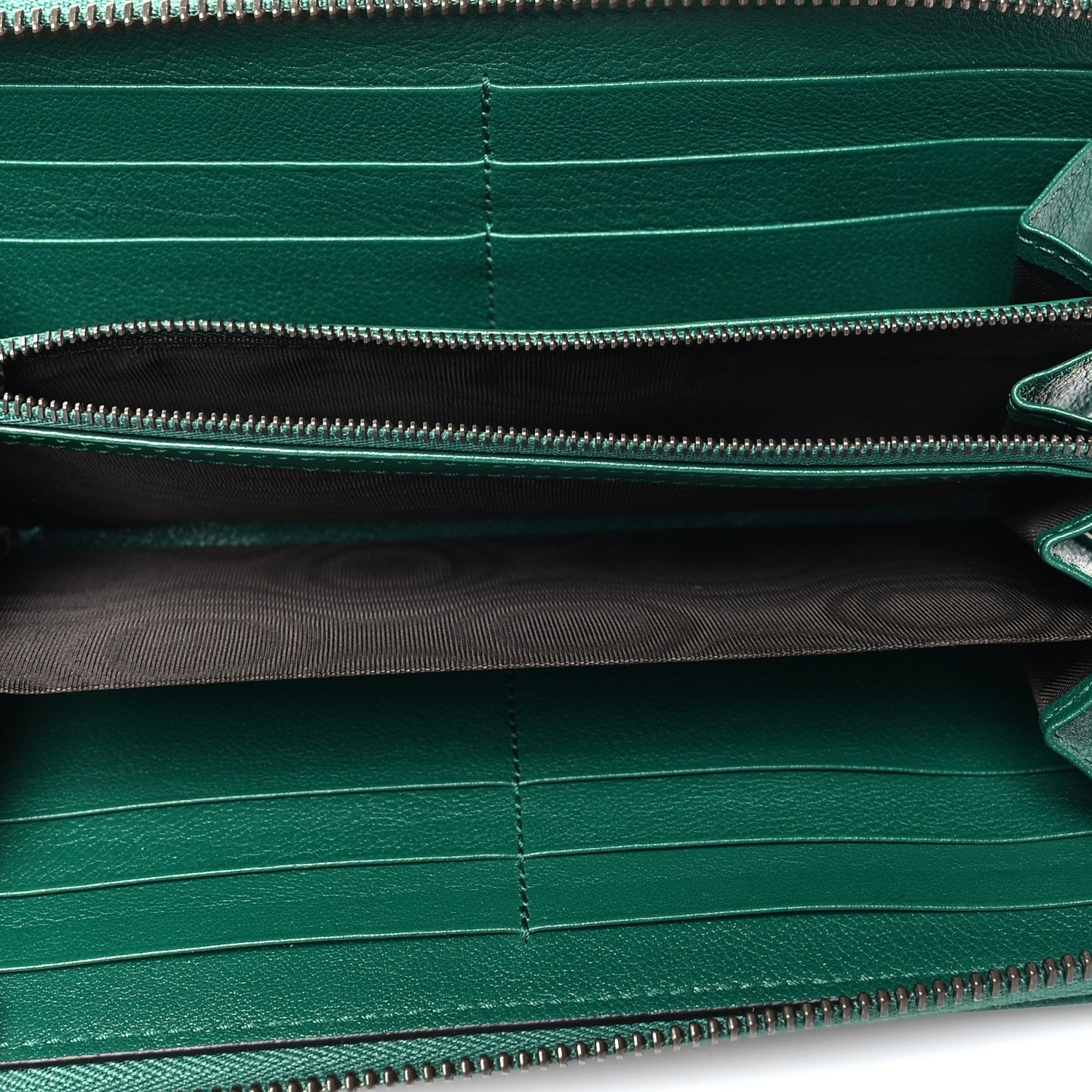 Gucci Wonka Grain Calfskin Diana Zip Around Continental Wallet Emerald 5 of 9