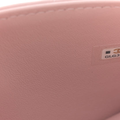 Chanel Lambskin Enamel Quilted Top Handle Flap Phone Holder With Chain Pink 7 of 10