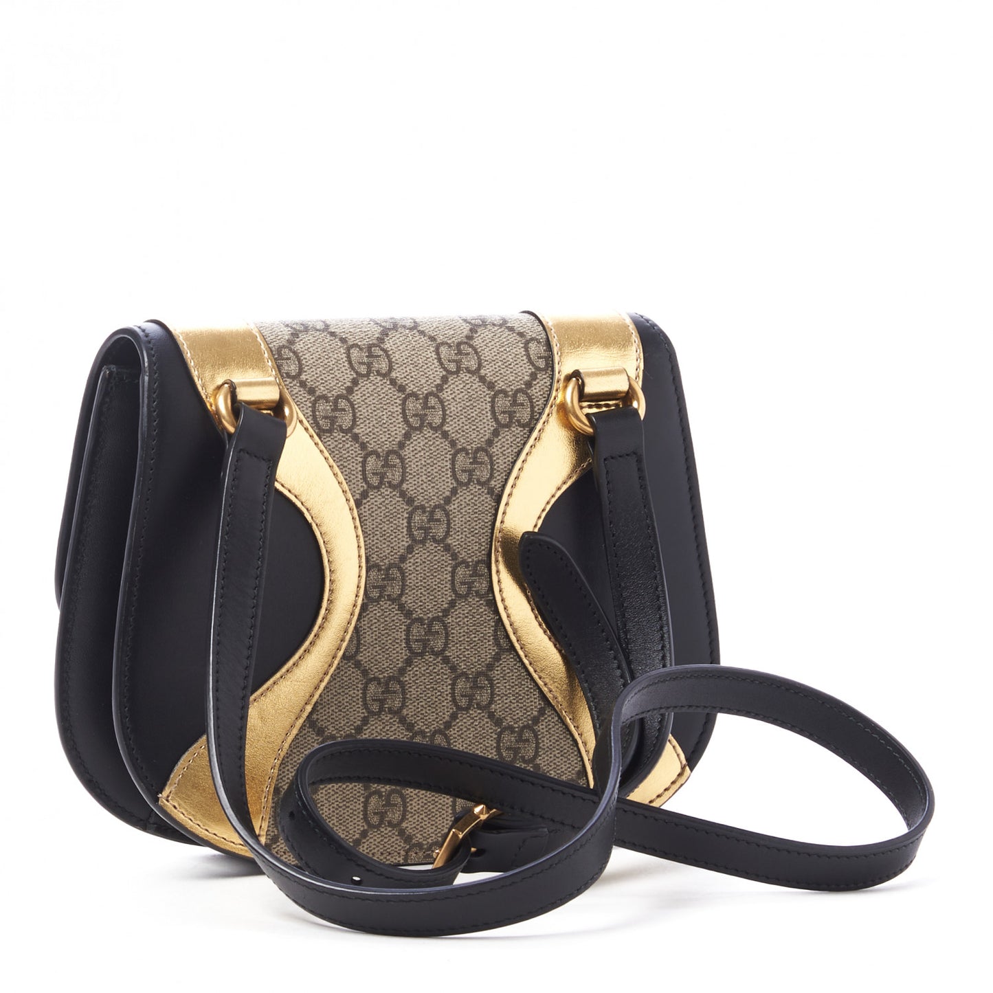 GG Supreme Monogram Small Osiride Shoulder Bag Black Gold