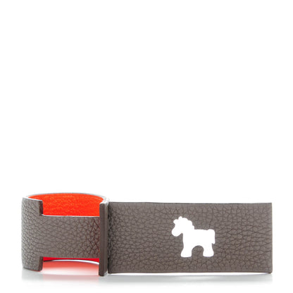 Hermes Togo Chevre Mysore Petit H Luggage Tag Etain Feu 1 of 4