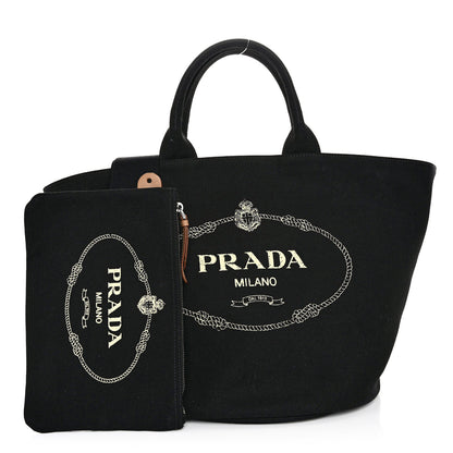 Prada Canapa Small Shopping Tote Black 3 of 11