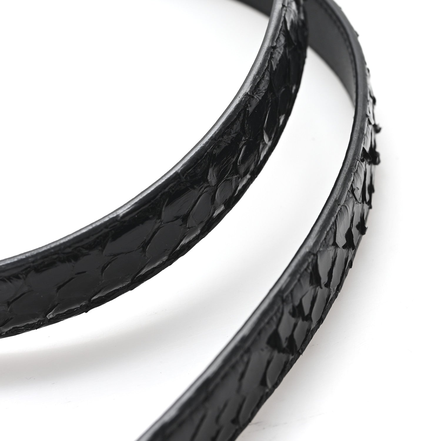 Saint Laurent Snakeskin Monogram Square Buckle Belt 80 32 Black 6 of 6