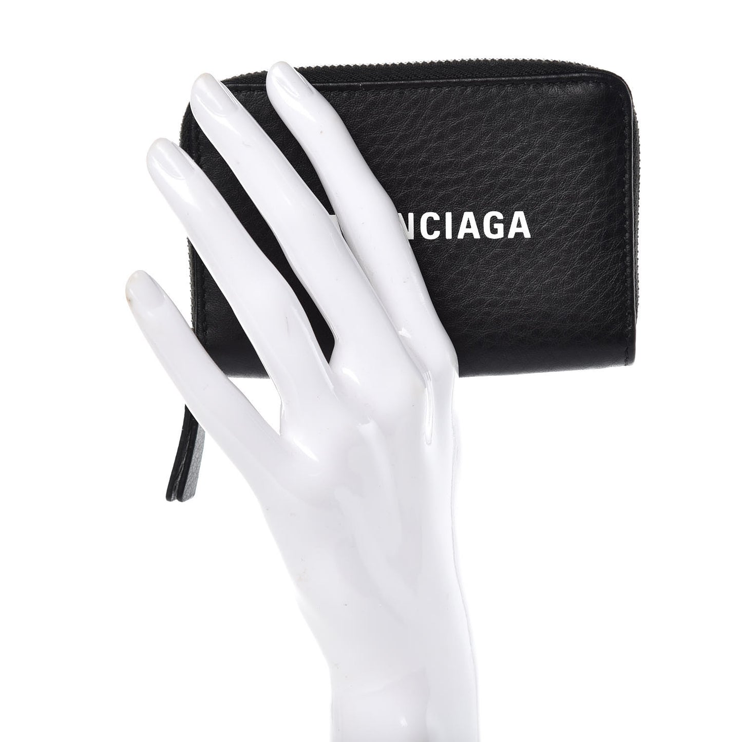 Smooth Calfskin Logo Everyday Zip Around Card Holder Black White