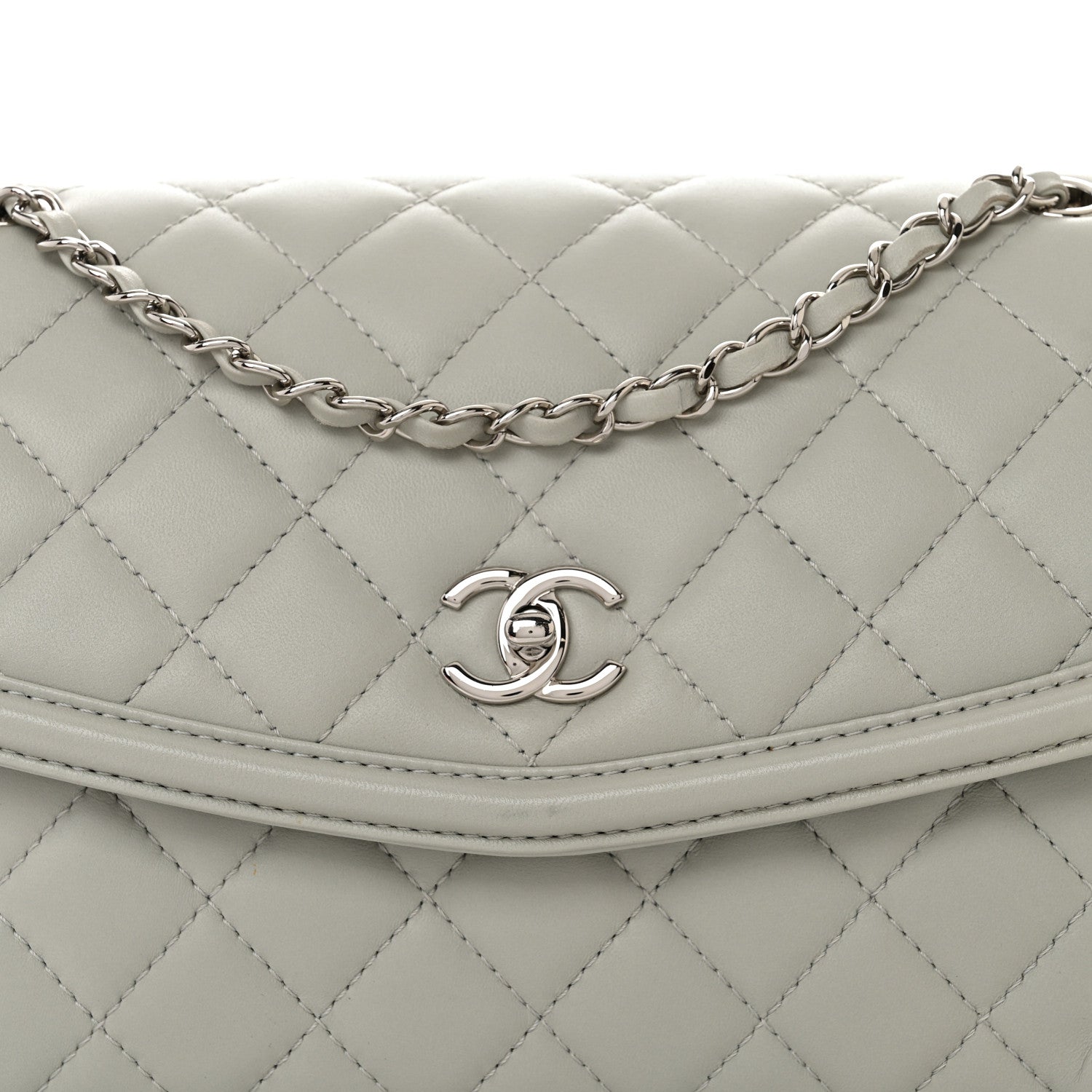 Chanel Lambskin Quilted Large Geometric Flap Light Grey 8 of 13