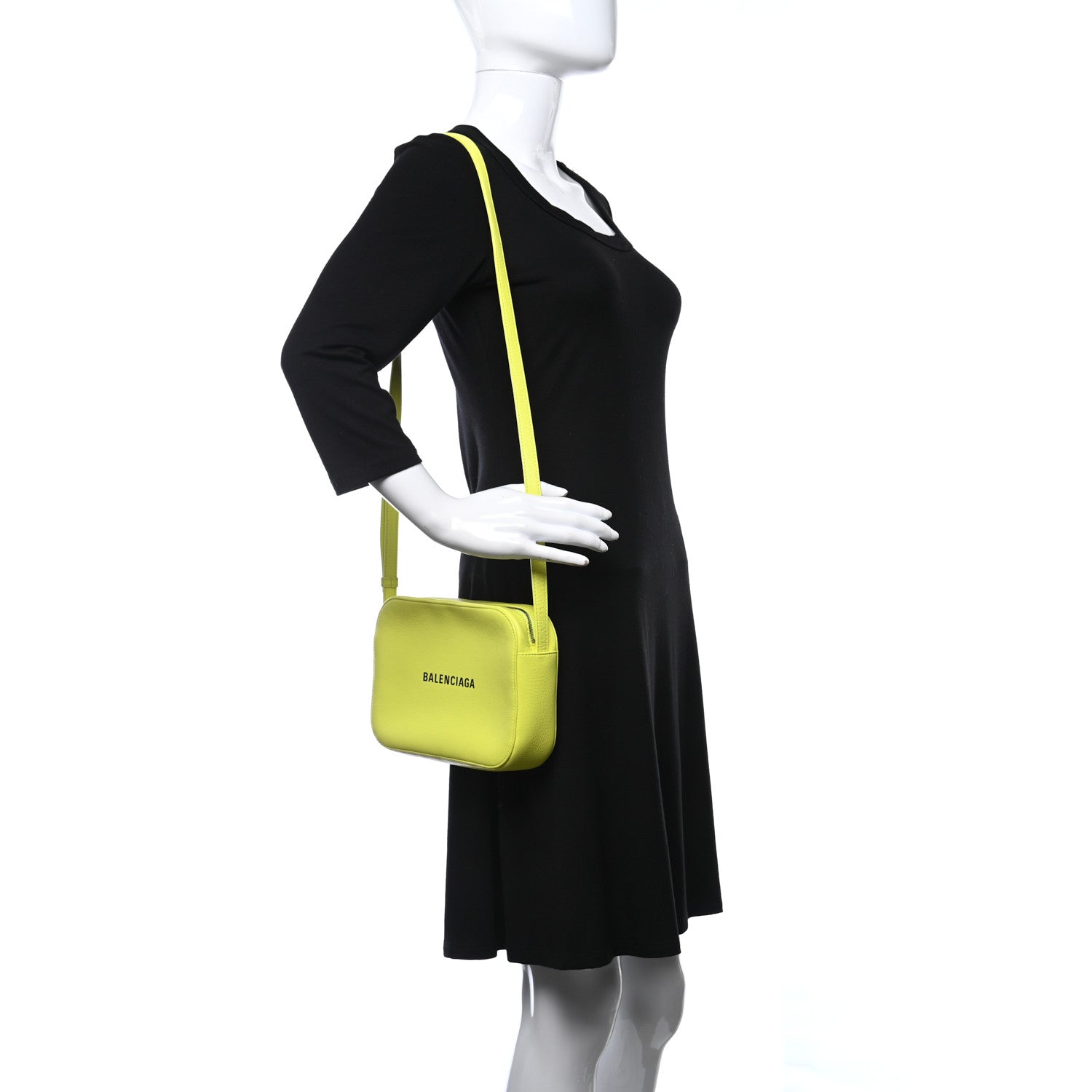 Balenciaga Calfskin Logo S Everyday Camera Bag Acid Green Black 2 of 9