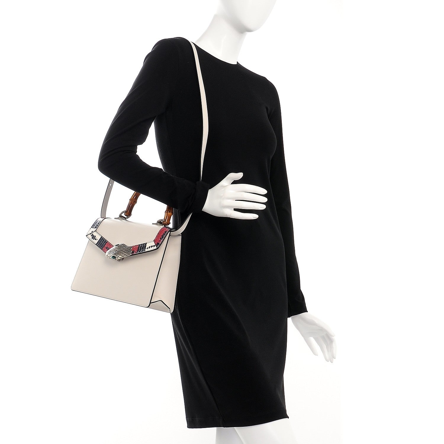 Gucci Calfskin Snakeskin Small Lilith Top Handle Bag White 2 of 8