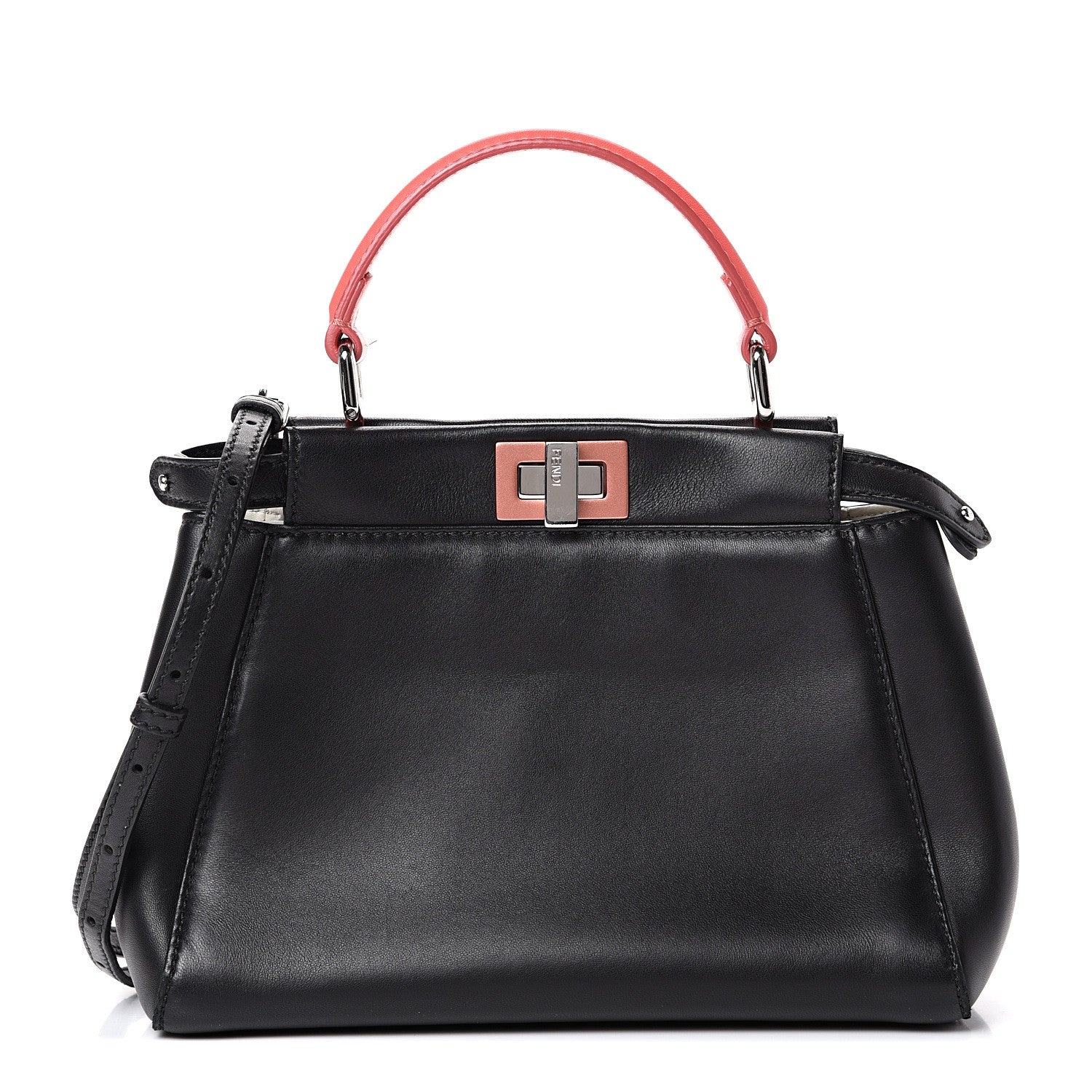 Fendi Nappa Colorblock Mini Peekaboo Iconic Satchel Black White Ecstasy 2 of 12