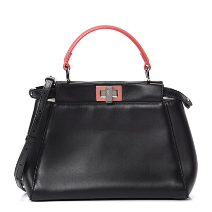 Fendi Nappa Colorblock Mini Peekaboo Iconic Satchel Black White Ecstasy 2 of 12