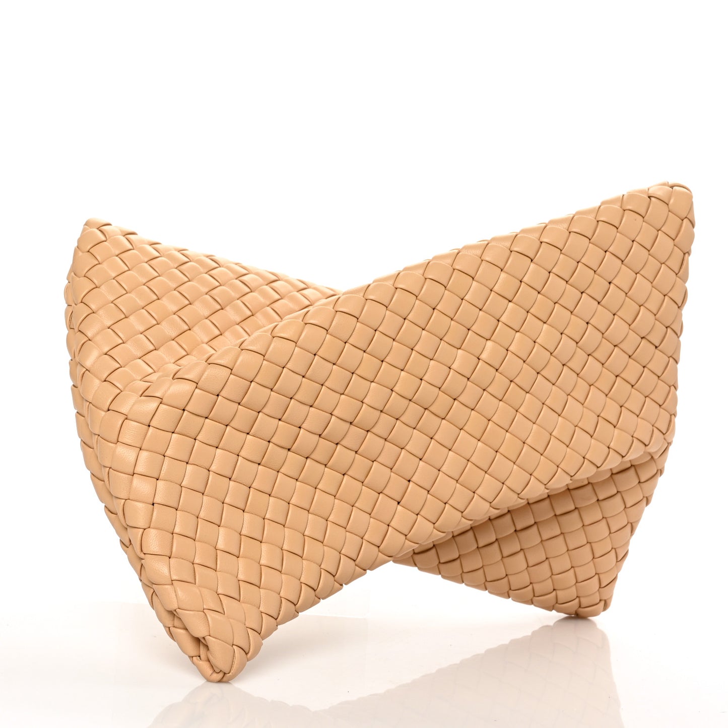 Nappa Intrecciato Crisscross Clutch Porridge