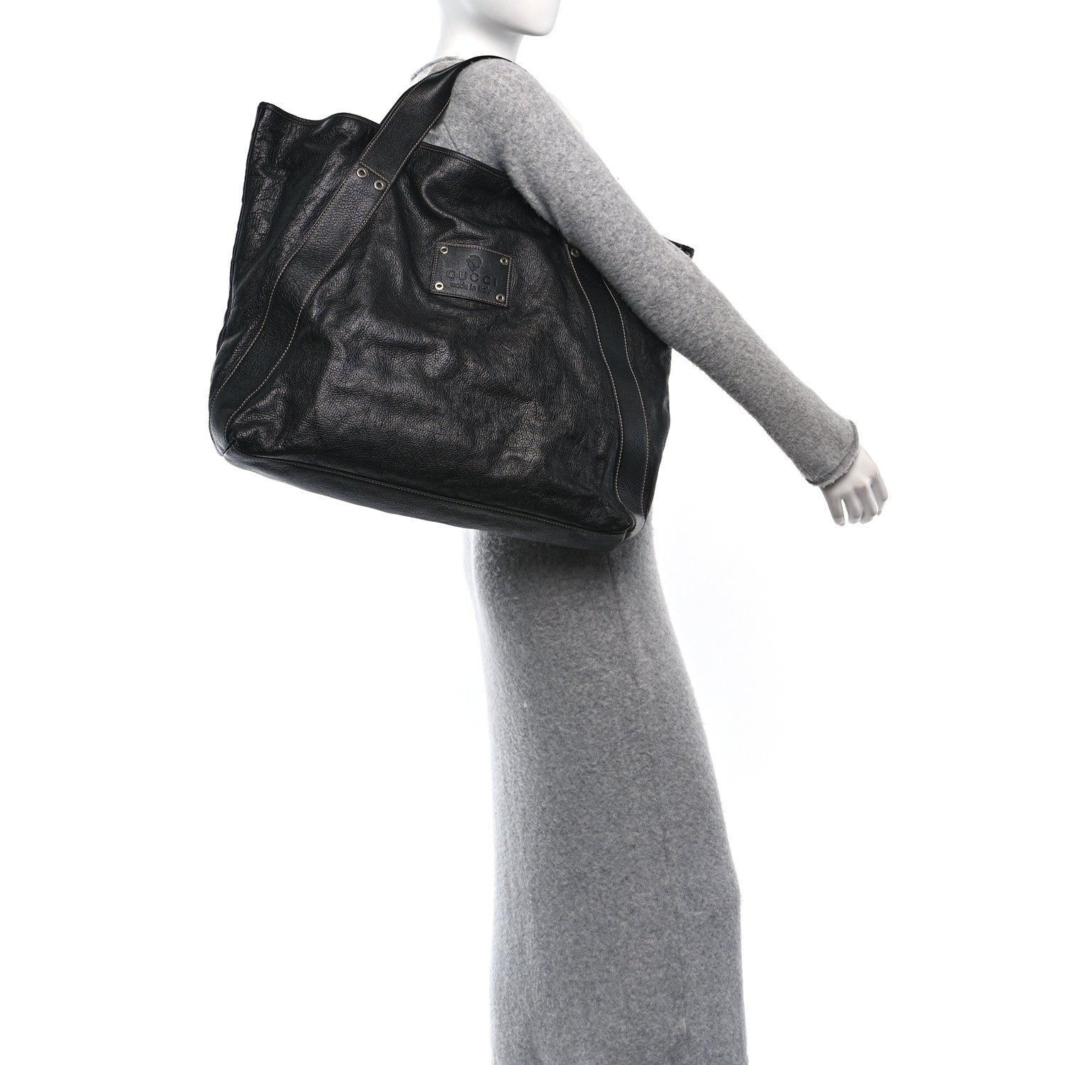 Gucci Leather Large Tote Unisex Black 2 of 11