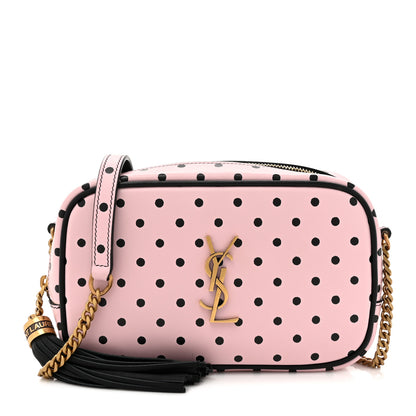Saint Laurent Calfskin Printed Polka Dot Mini Lou Camera Bag Pink Black 1 of 13