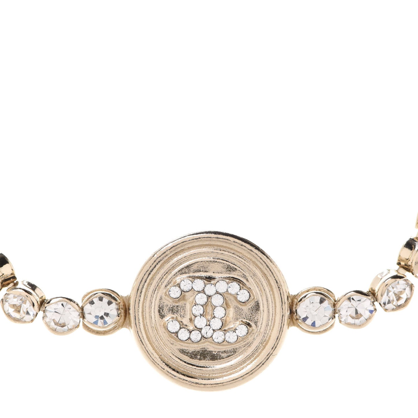 Crystal CC Chain Short Necklace Gold