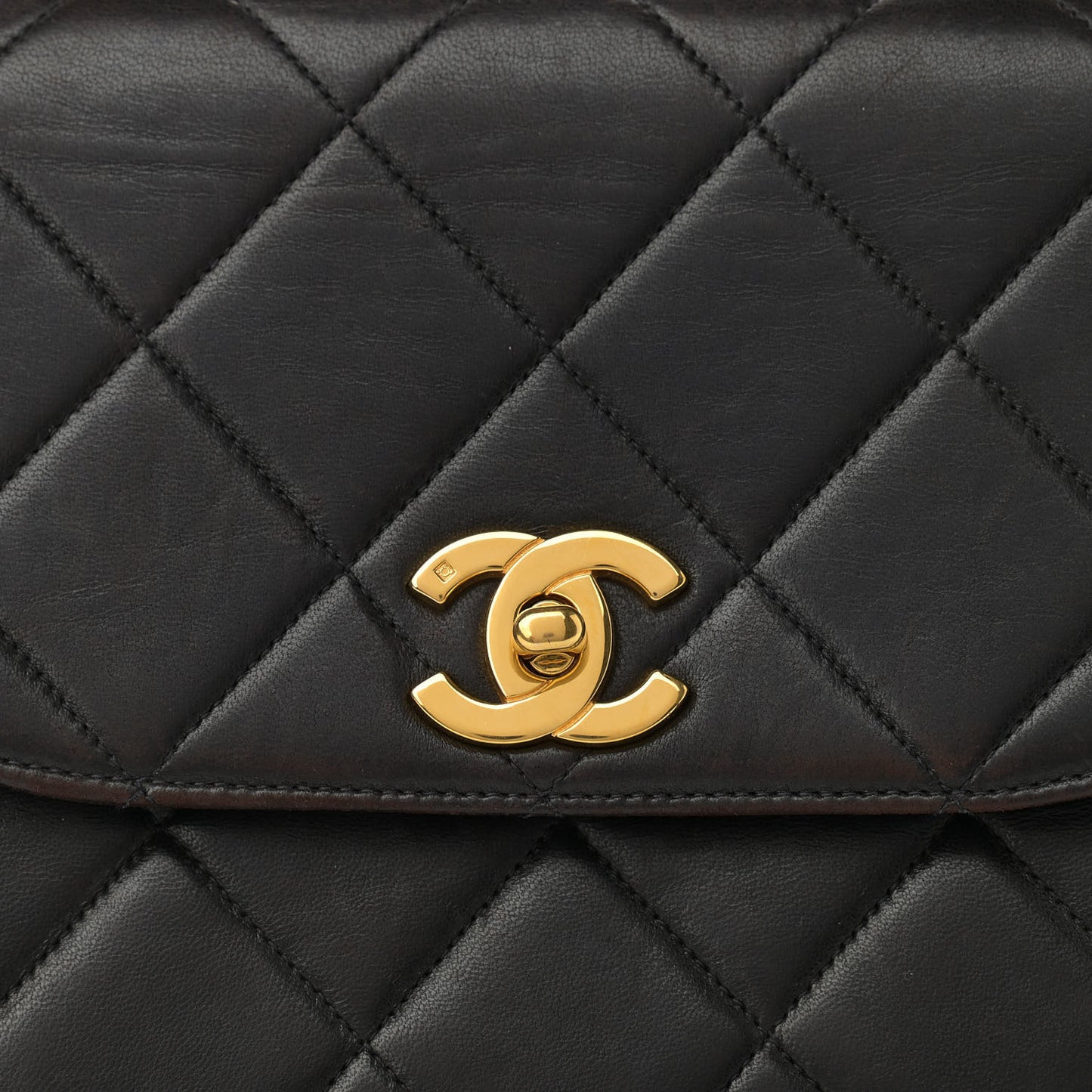 Lambskin Quilted Single Flap Black