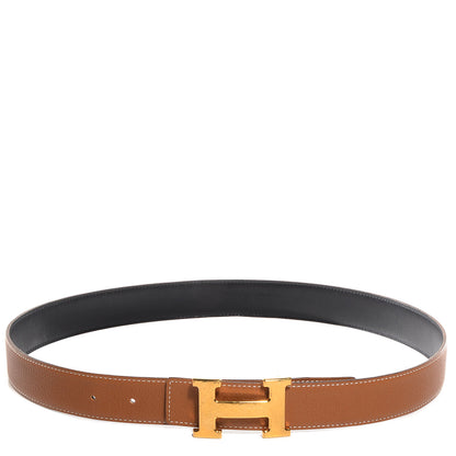 Hermes Taurillon Clemence Box Reversible 32mm Constance Martelee H Belt 85 Black Gold 1 of 6
