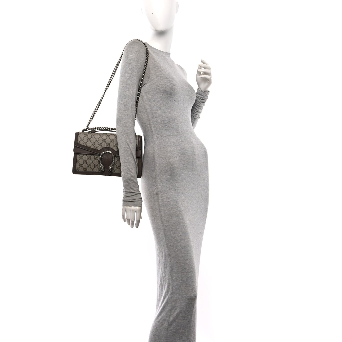 GG Supreme Monogram Textured Dollar Calfskin Top Handle Dionysus Shoulder Bag Beige Ebony New Acero