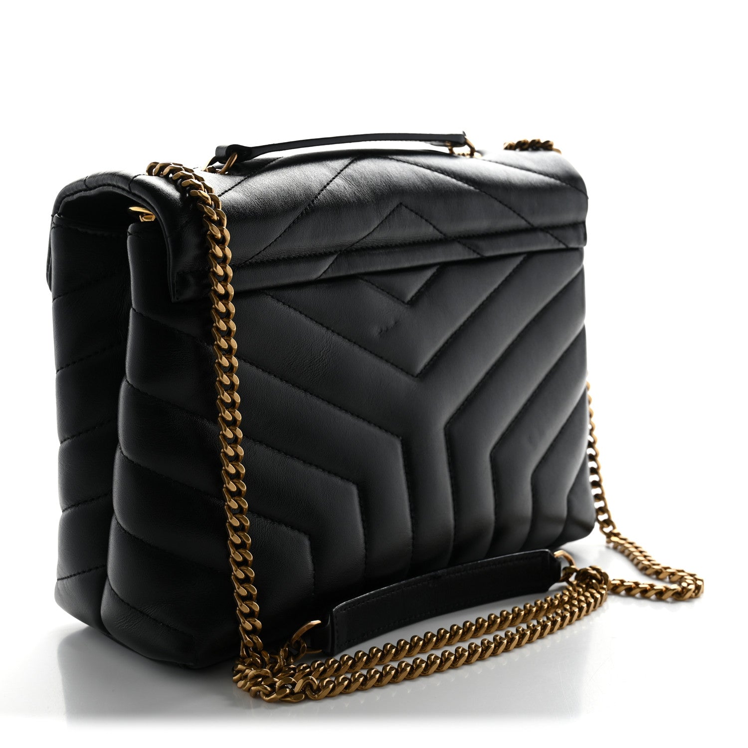 Saint Laurent Calfskin Y Quilted Monogram Small Loulou Chain Satchel Black 2 of 11
