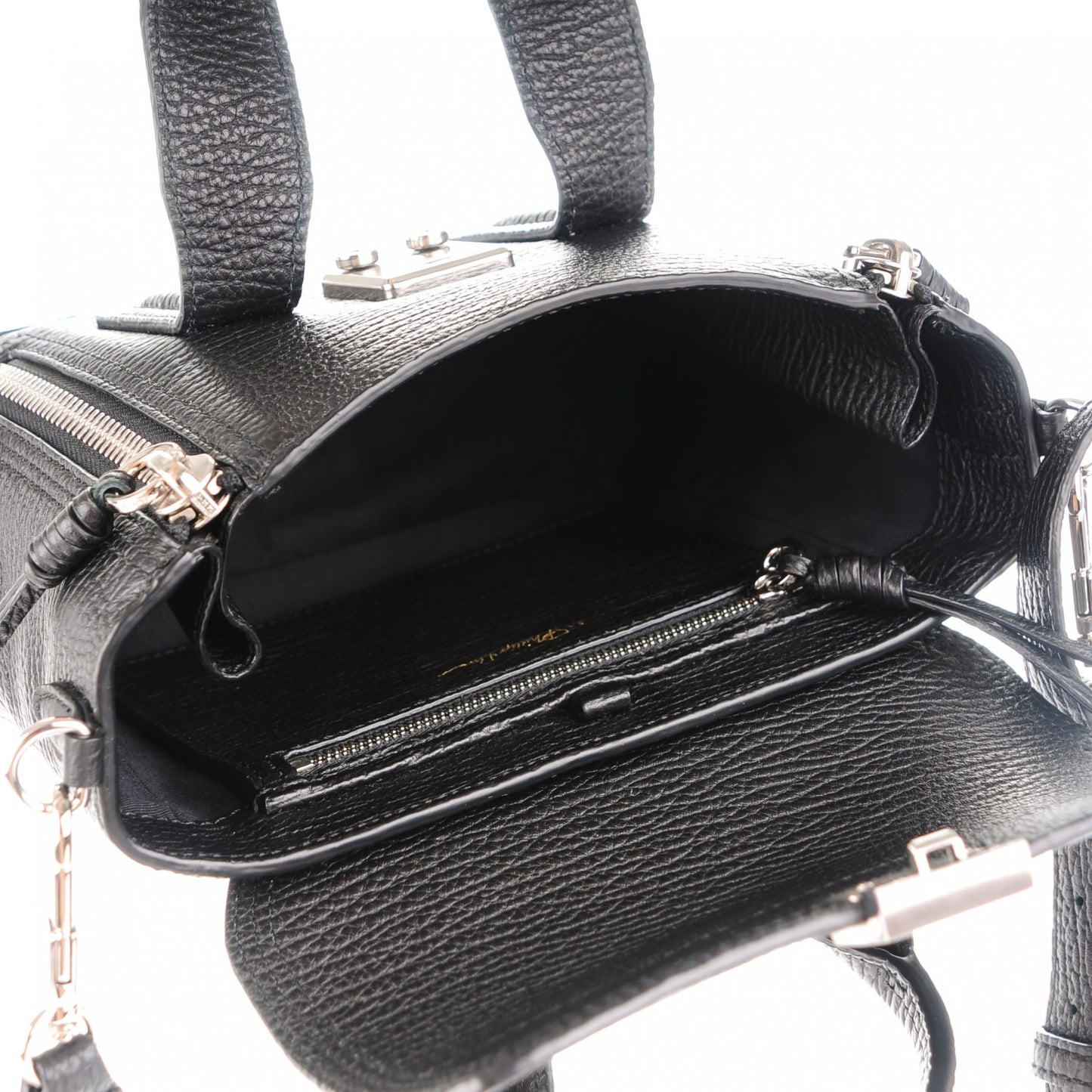 3.1 Textured Calfskin Mini Pashli Satchel Black
