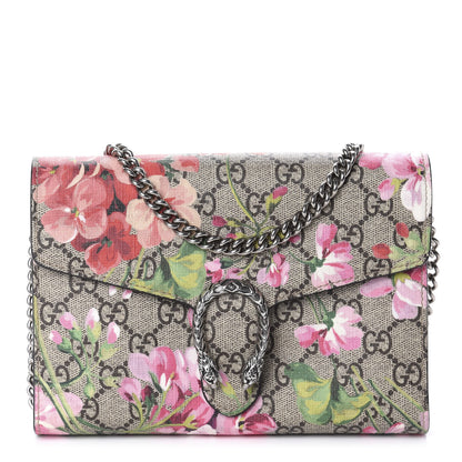 Gucci GG Supreme Monogram Blooms Mini Dionysus Chain Wallet Beige Multicolor Dry Rose 1 of 12