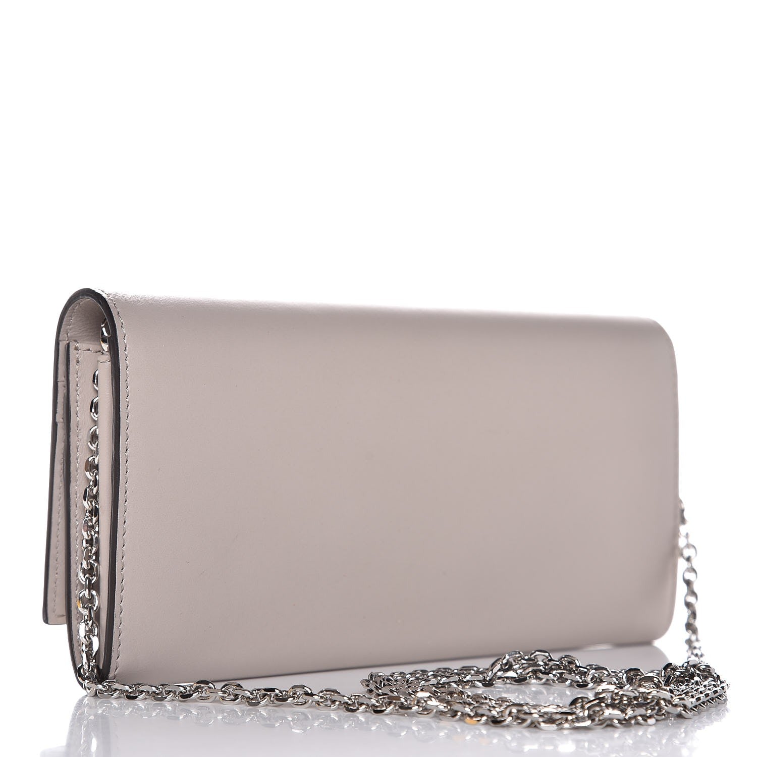 Fendi Vitello Century Lucido Hypnoteyes Studded Continental Wallet On Chain Grigio Polvere Arancio Multicolor 3 of 6