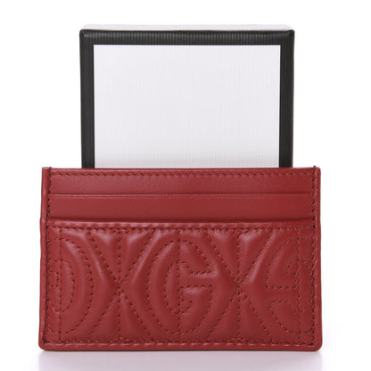 Gucci Calfskin G Rhombus Quilted Card Holder Hibiscus Red 7 of 7