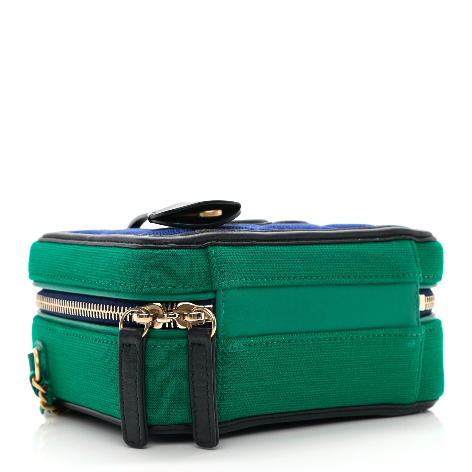 Chanel Jersey Quilted Small CC Filigree Vanity Case Blue Green 4 of 10