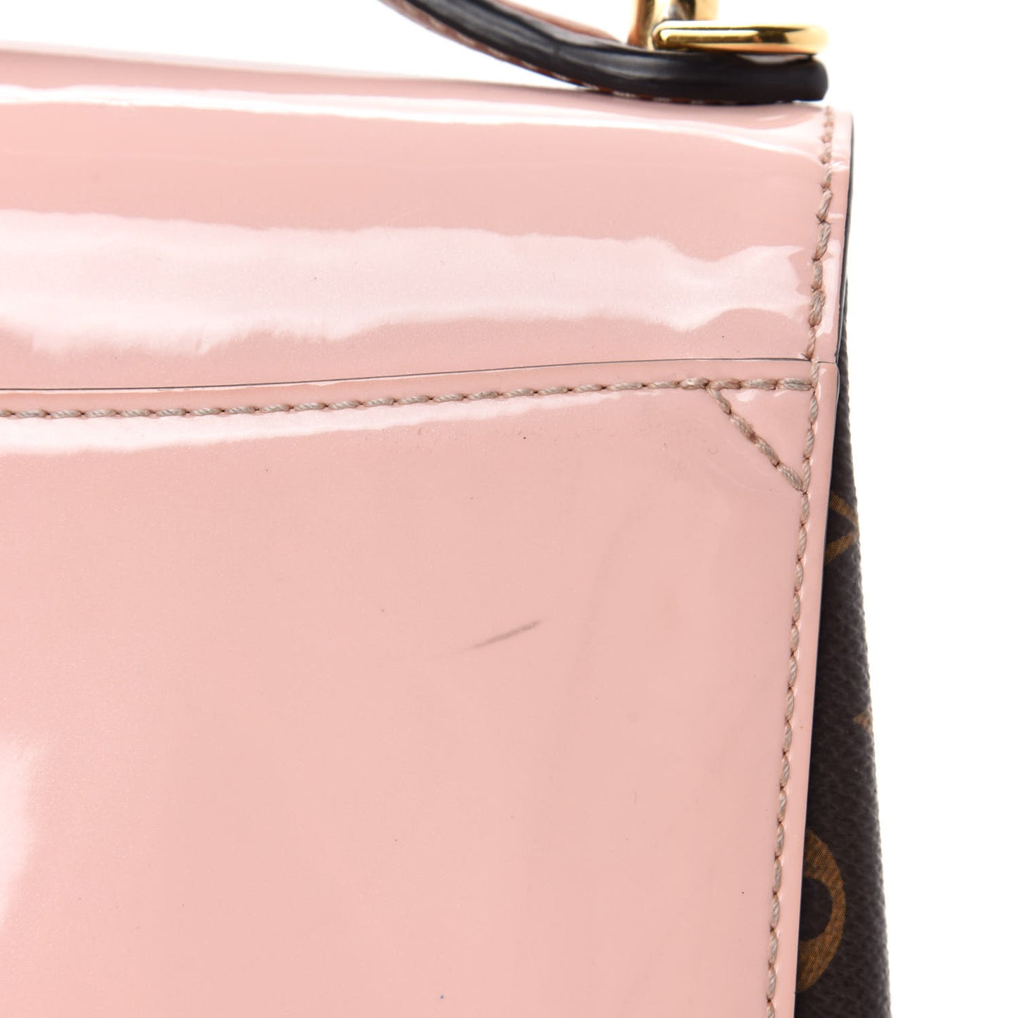 Patent Calfskin Monogram Cherrywood BB Rose Ballerine