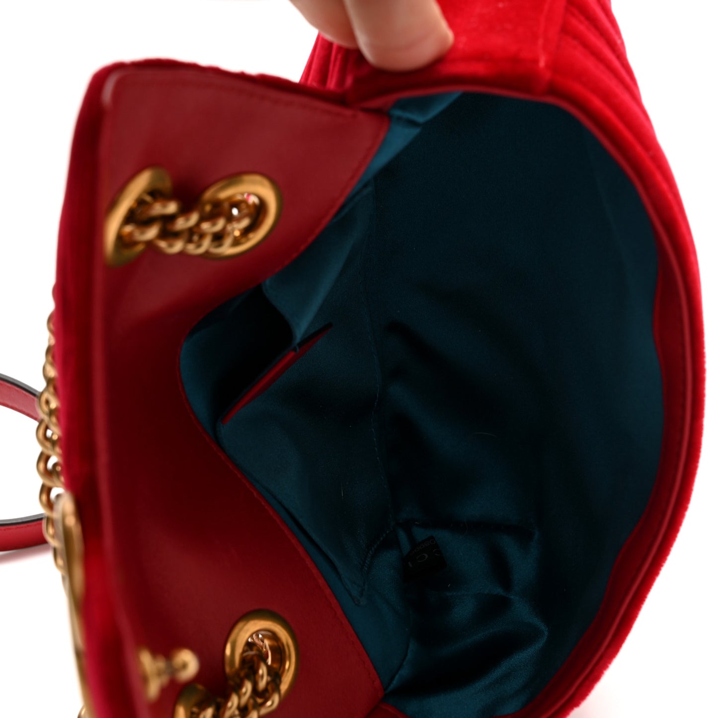 Velvet Matelasse Mini GG Marmont Shoulder Bag Hibiscus Red