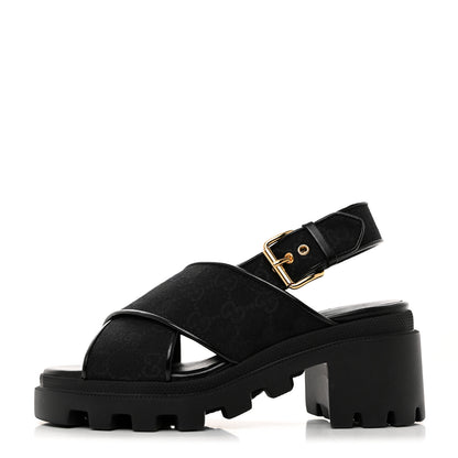 Gucci Monogram Granada Kid Trip 40/72mm Lug Sole Sandals 37 Black 1 of 9