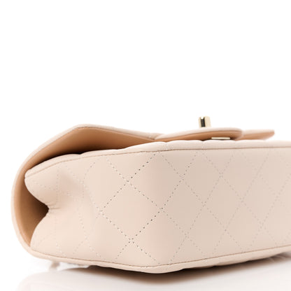 Chanel Lambskin Quilted Bi-Color Mini Top Handle Rectangular Flap Ecru Dark Beige 10 of 12