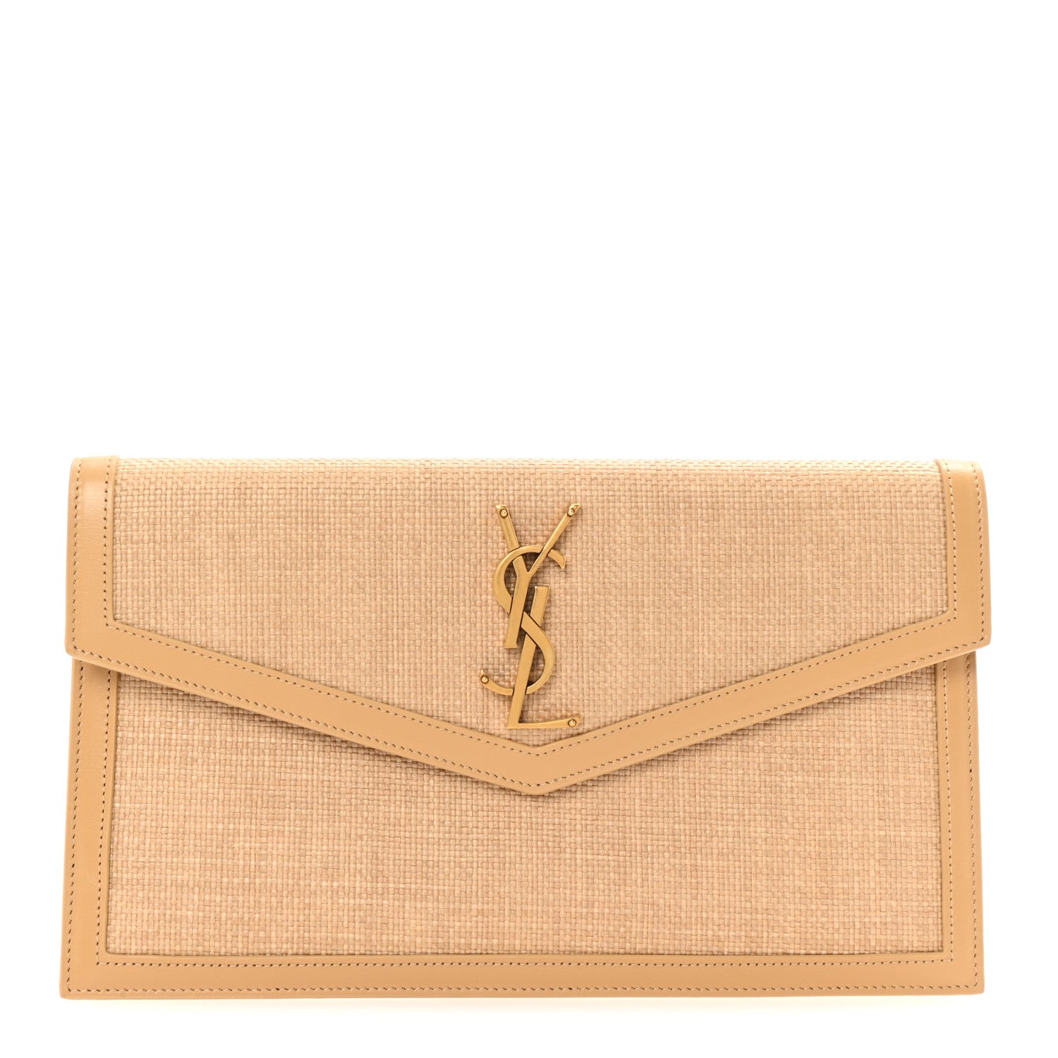 Saint Laurent Micro Raffia Uptown Pouch Natural Hay Blush 1 of 6