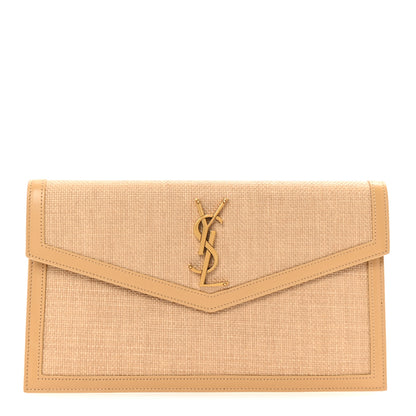 Saint Laurent Micro Raffia Uptown Pouch Natural Hay Blush 1 of 6