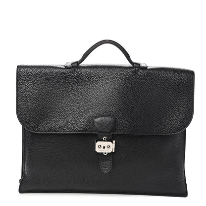 Hermes Taurillon Clemence Sac a Depeche 38 Briefcase Black 1 of 13